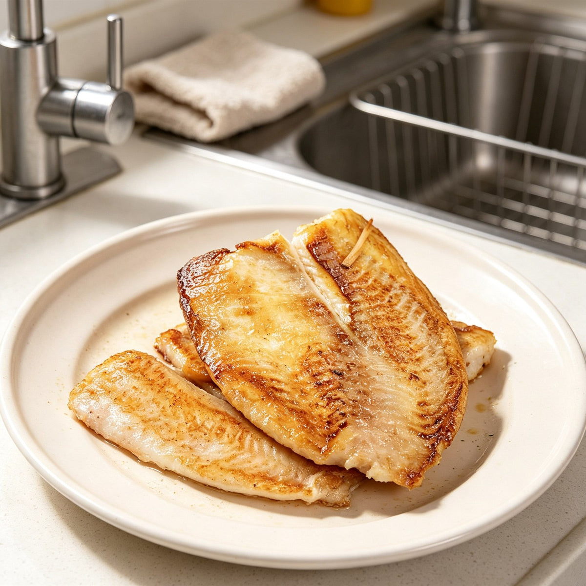 Golden Pan-Seared Tilapia Fish Fillets