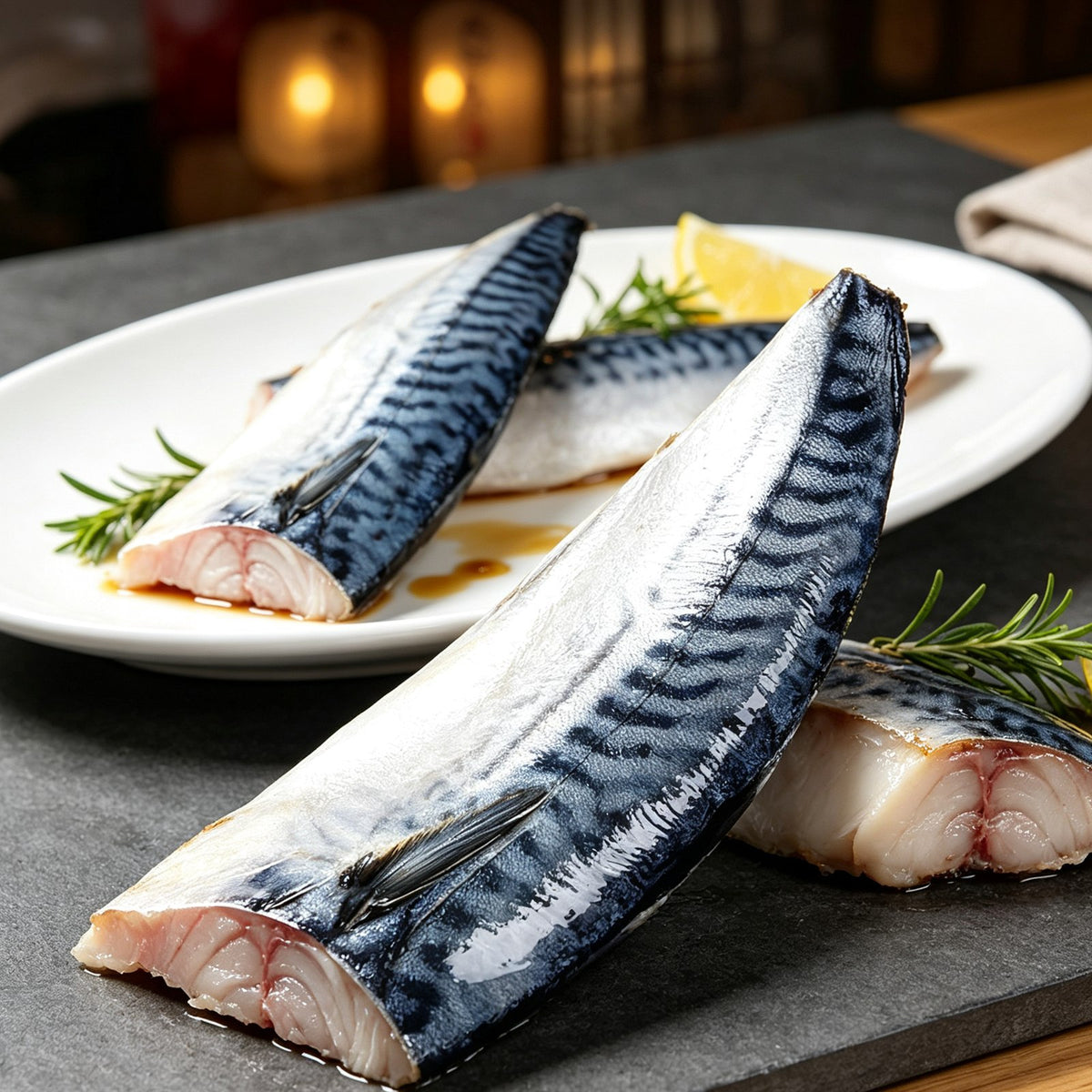 Fresh Seared Mackerel Fillets Skin On